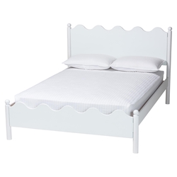 Baxton Studio Malaya Modern White Wood Full Platform Bed with Scalloped Edges